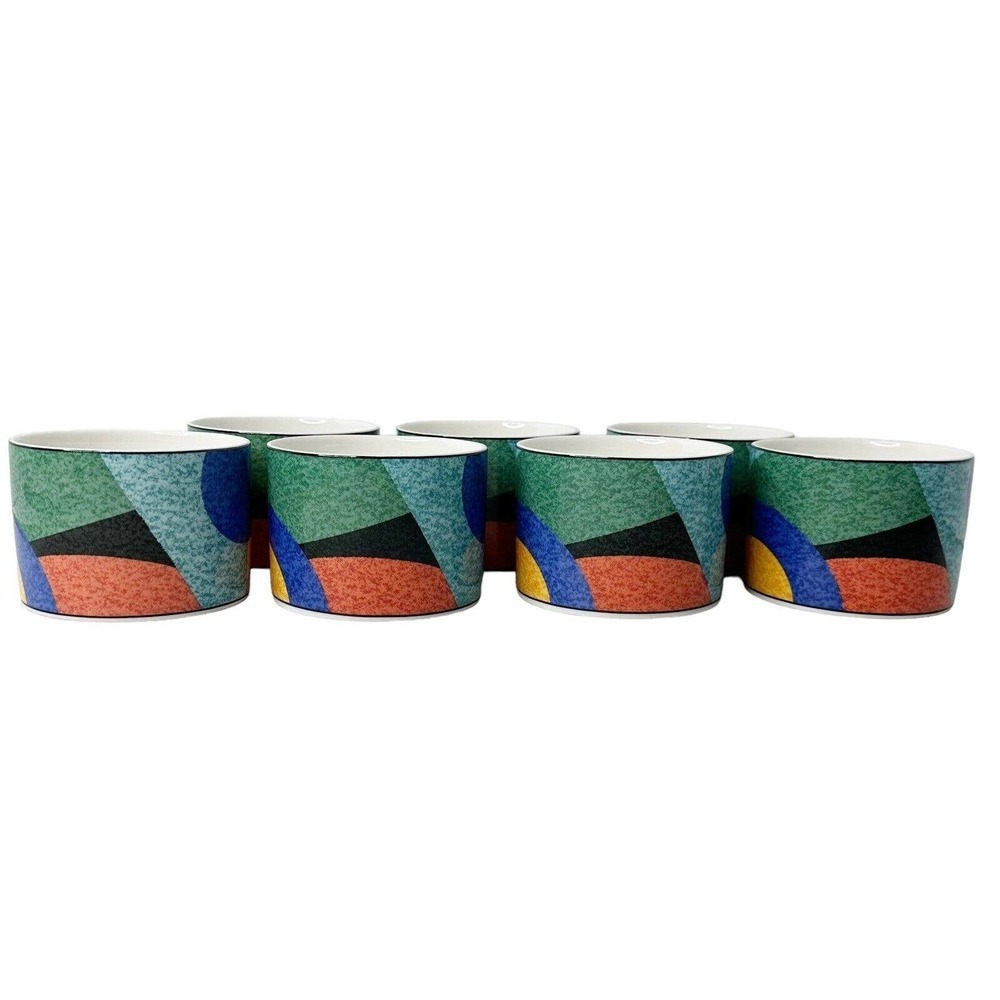 Victoria & Beale Vtg Casual Accents 9019 Porcelain Expresso Cups Mugs Set of 7